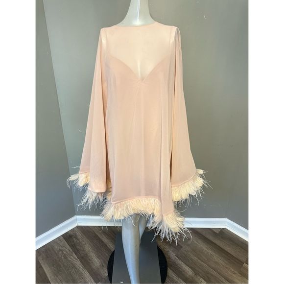 MAC DUGGAL TRAPEZE DRESS WITH FEATHER TRIM SIZE US 12 - Picture 5 of 9